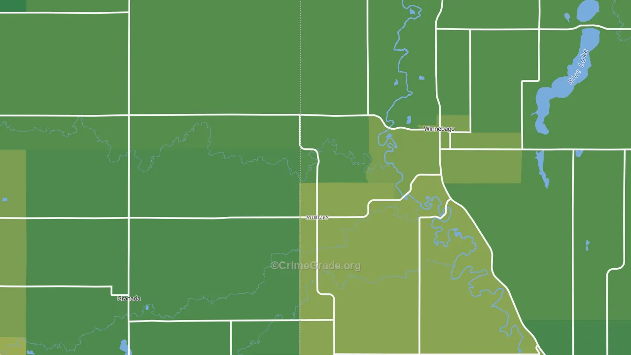 Huntley, MN Map of Vehicle Theft Rates