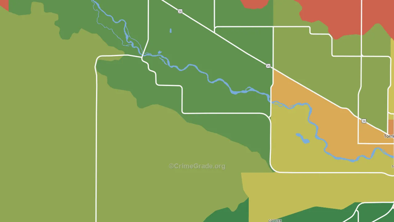 Huntley, WY Map of Vehicle Theft Rates