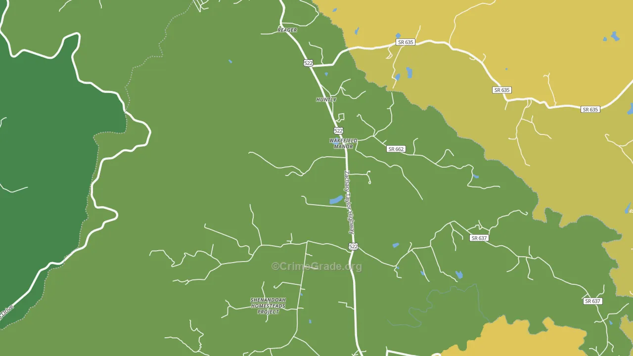 Huntly, VA Map of Vehicle Theft Rates