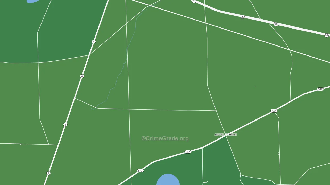Hunts Corner, OH Map of Vehicle Theft Rates
