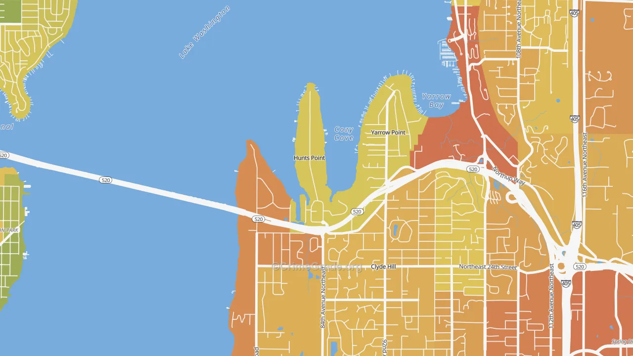 Hunts Point, WA Map of Vehicle Theft Rates