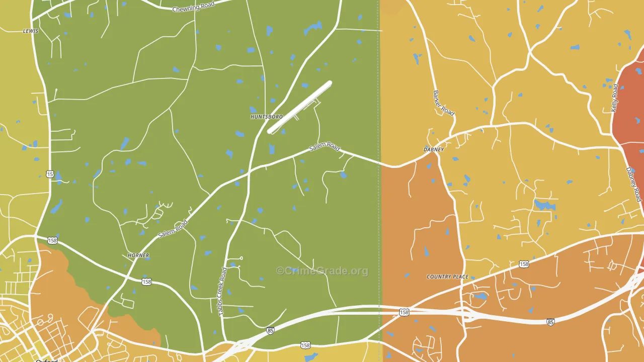 Huntsboro, NC Map of Vehicle Theft Rates
