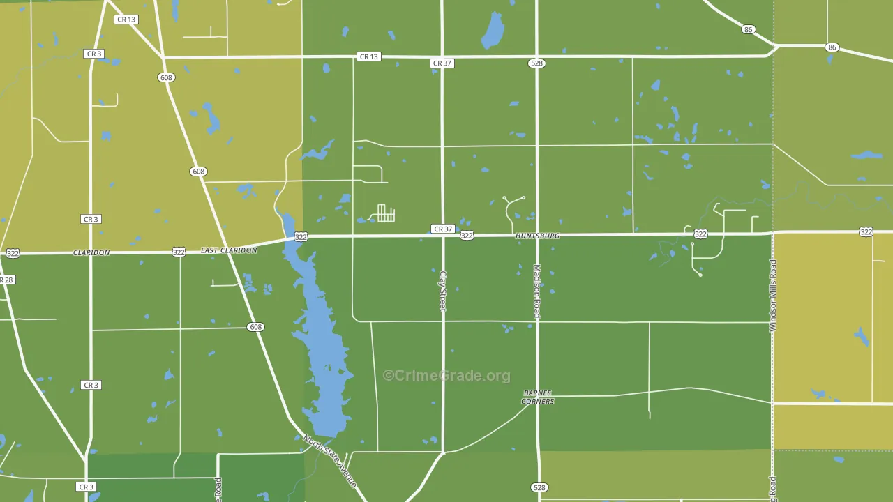 Huntsburg, OH Map of Vehicle Theft Rates