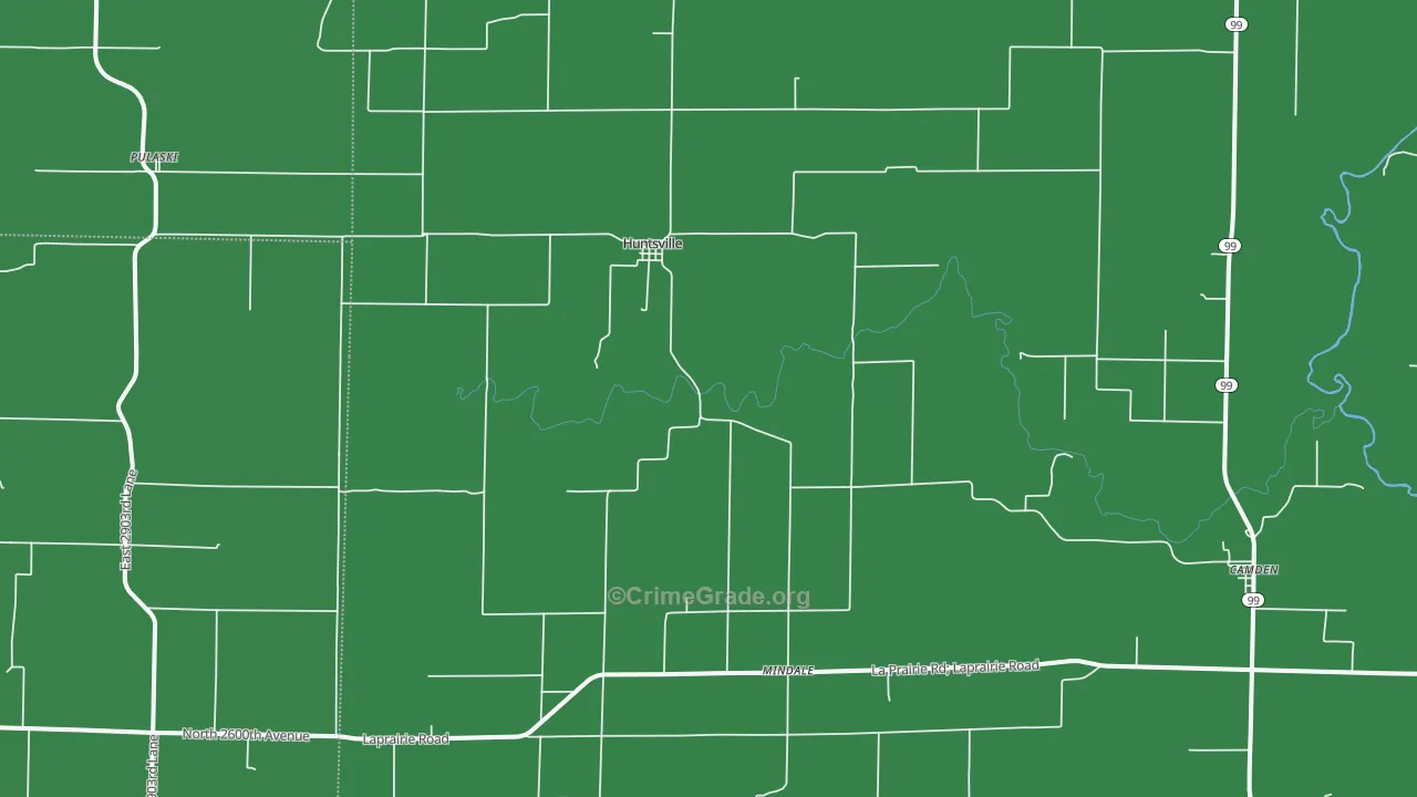 Huntsville, IL Map of Vehicle Theft Rates