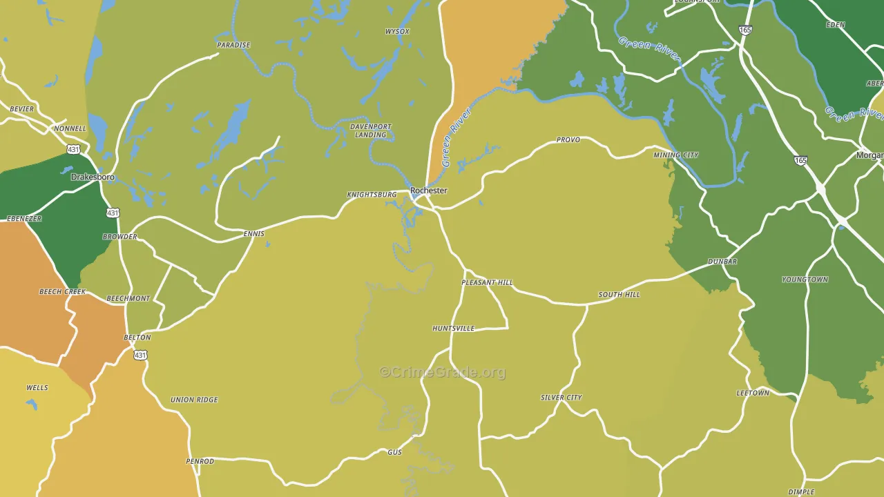 Huntsville, KY Map of Vehicle Theft Rates