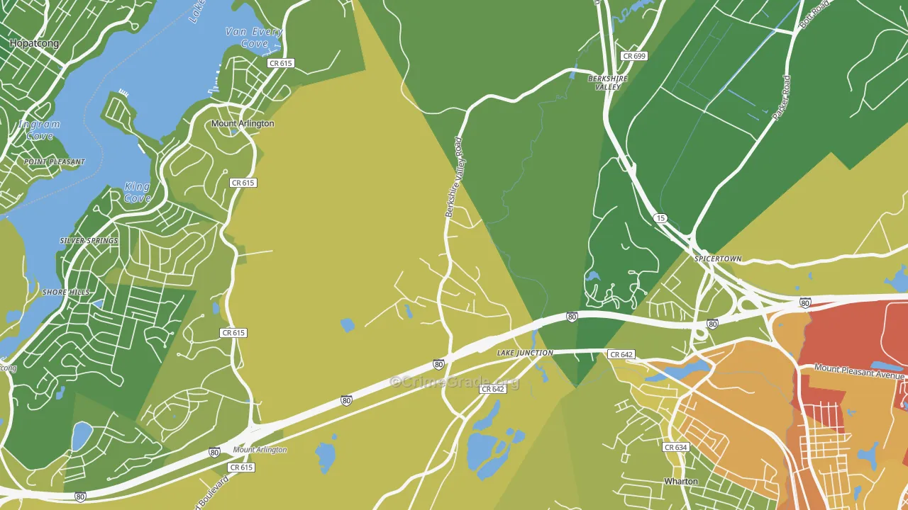 Hurdtown, NJ Map of Vehicle Theft Rates
