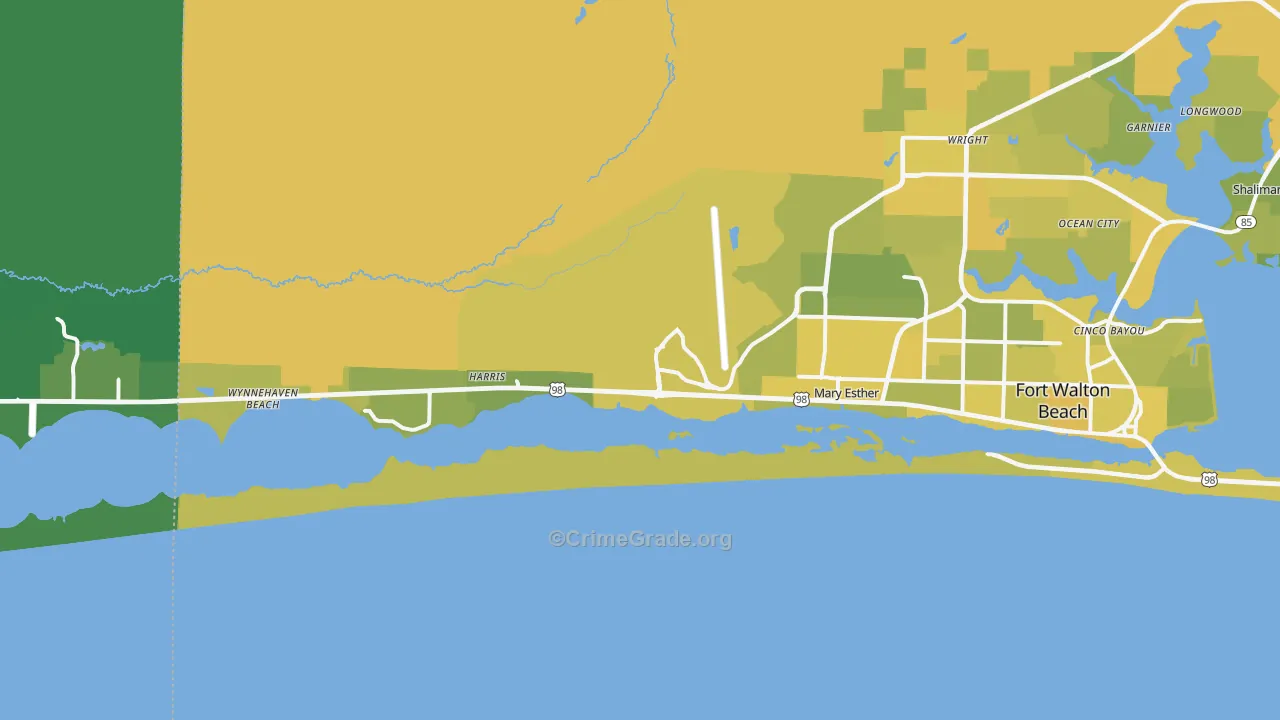 Hurlburt Field, FL Map of Vehicle Theft Rates