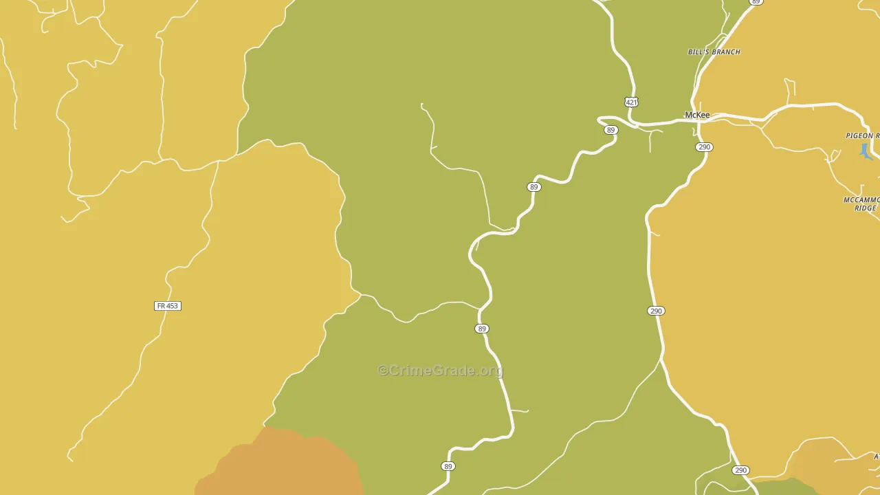 Hurley, KY Map of Vehicle Theft Rates