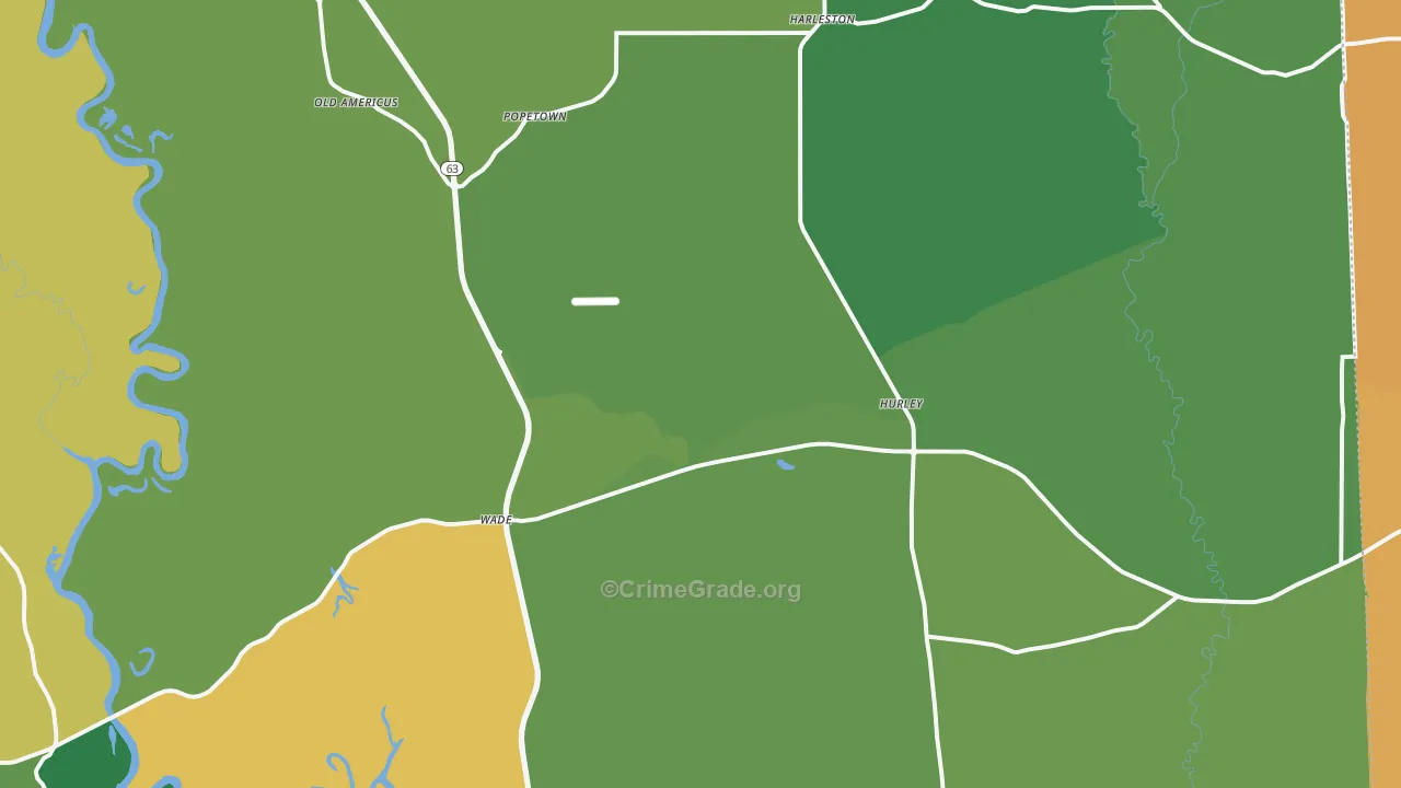 Hurley, MS Map of Vehicle Theft Rates