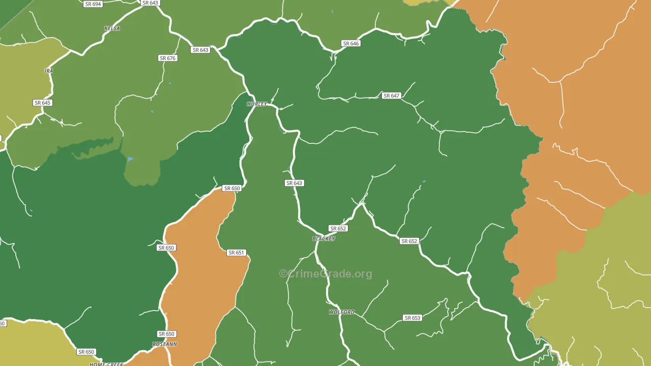 Hurley, VA Map of Vehicle Theft Rates