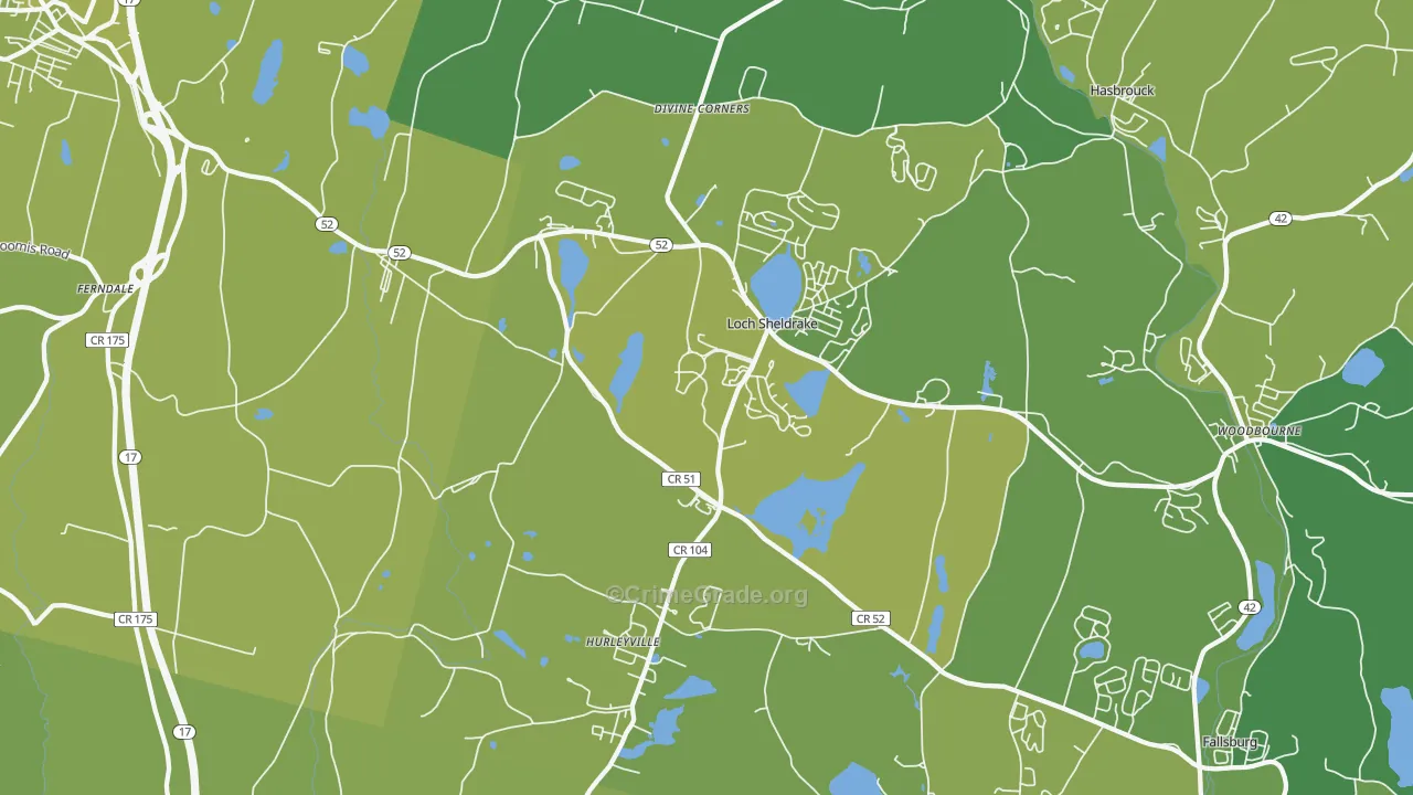 Hurleyville, NY Map of Vehicle Theft Rates