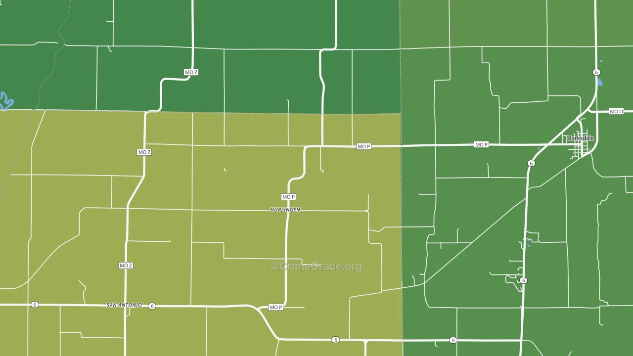 Hurlingen, MO Map of Vehicle Theft Rates