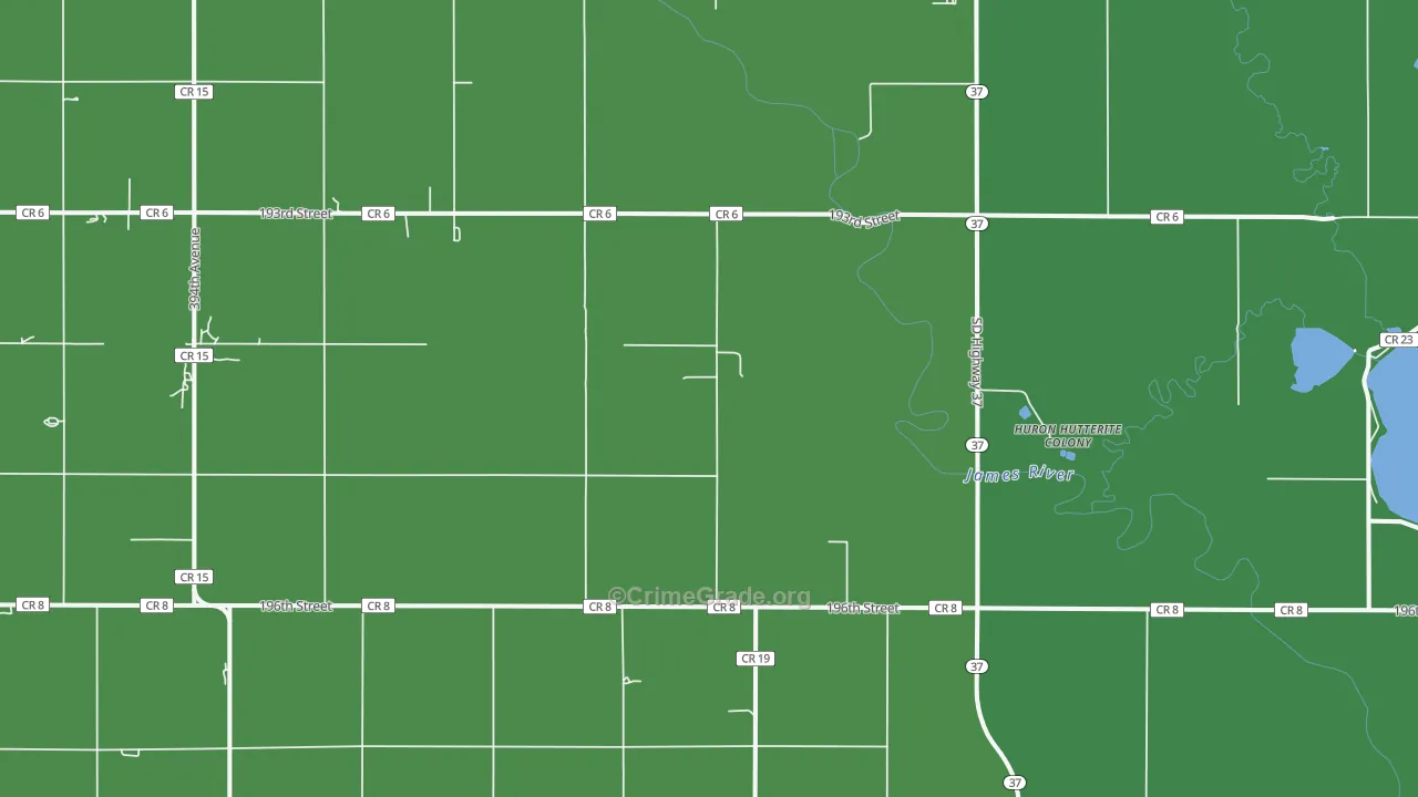 Huron Colony, SD Map of Vehicle Theft Rates