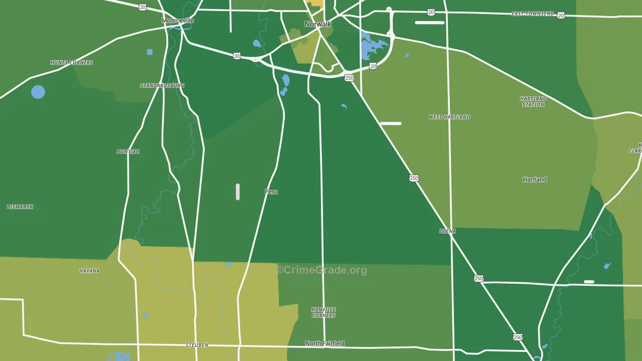 Huron County, OH Map of Vehicle Theft Rates