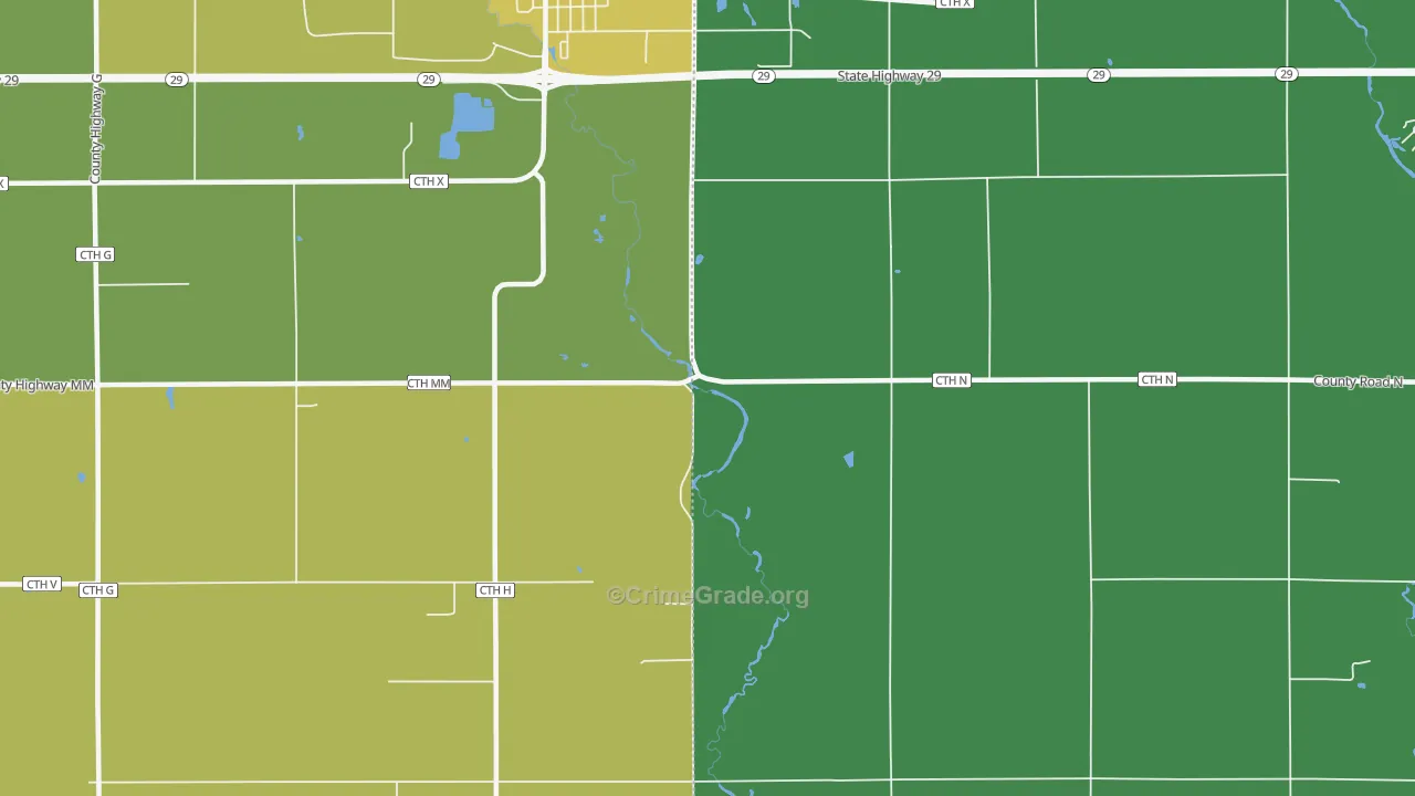 Huron, WI Map of Vehicle Theft Rates