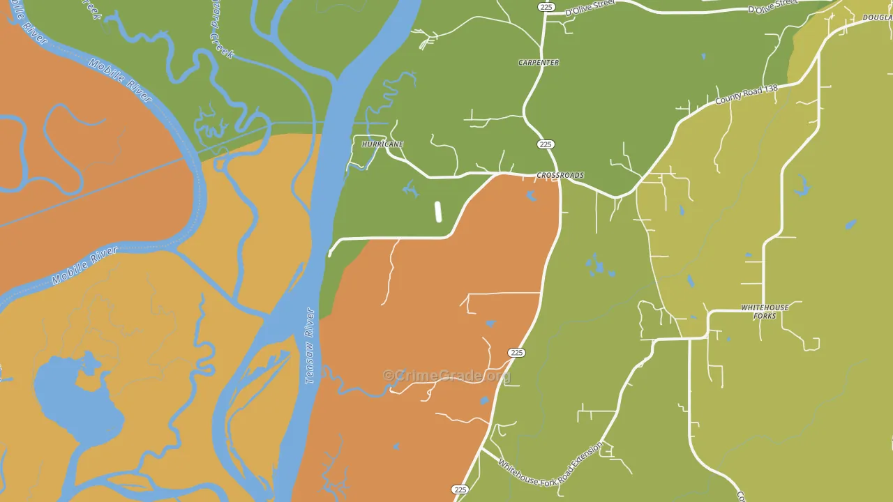 Hurricane, AL Map of Vehicle Theft Rates