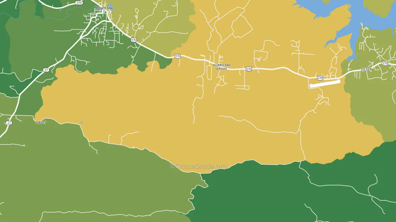 Hurricane Grove, AR Map of Vehicle Theft Rates