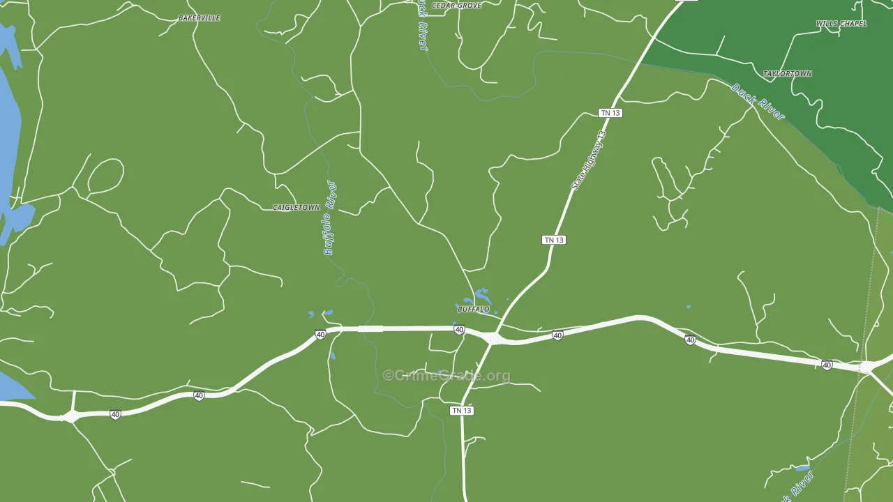 Hurricane Mills, TN Map of Vehicle Theft Rates