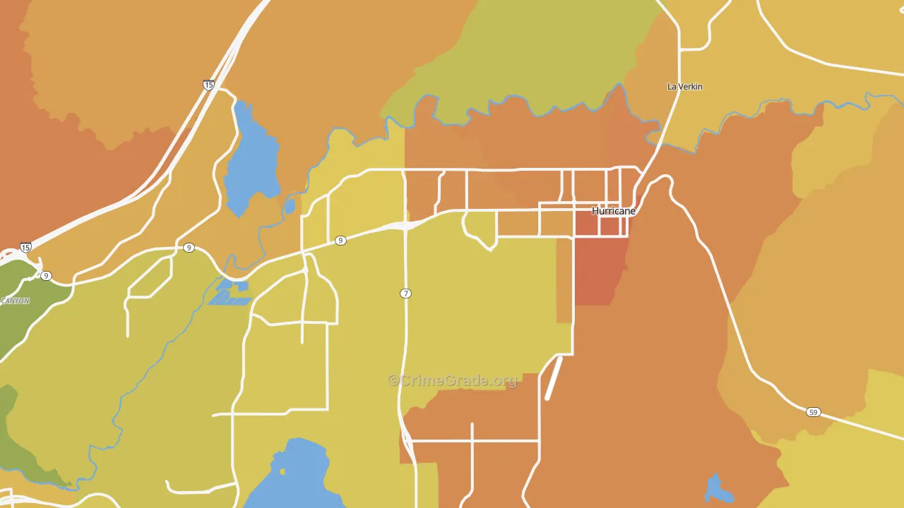 Hurricane, UT Map of Vehicle Theft Rates