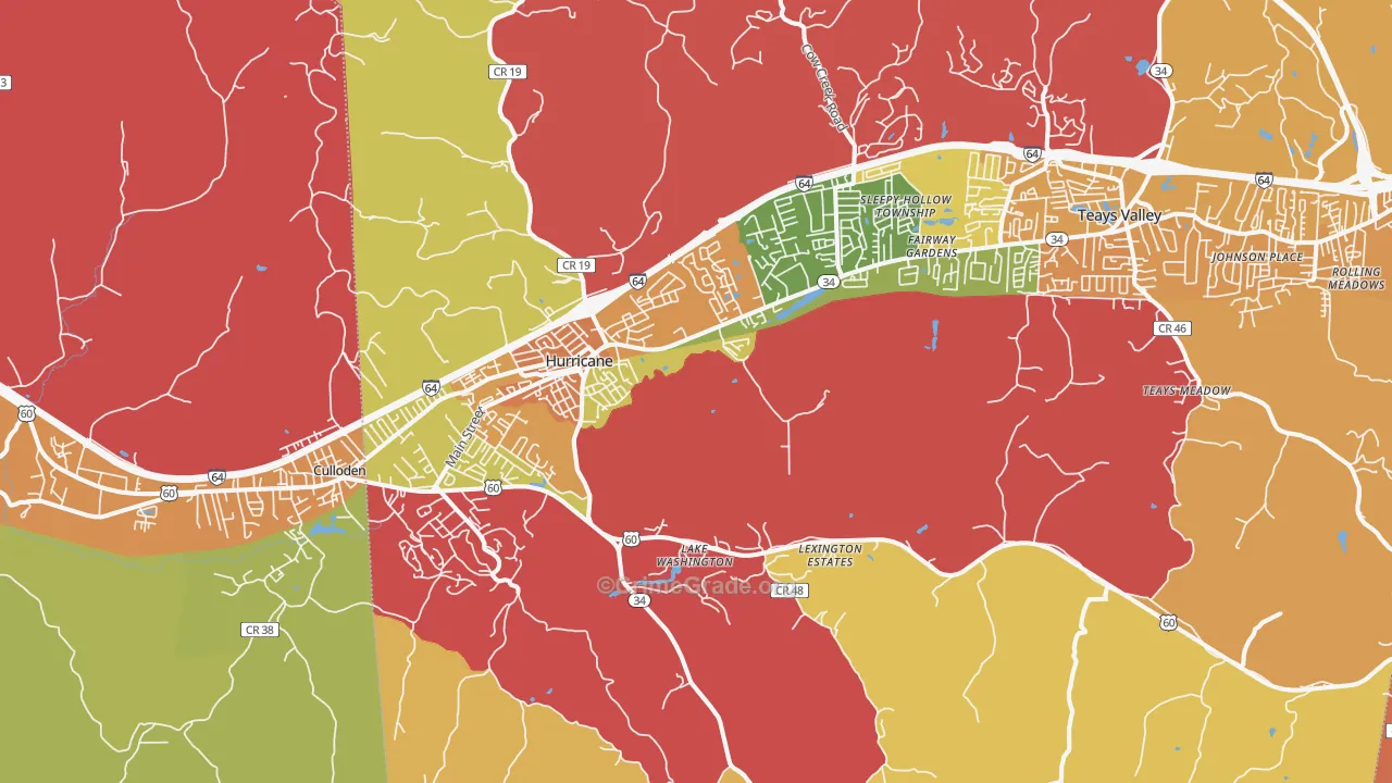 Hurricane, WV Map of Vehicle Theft Rates
