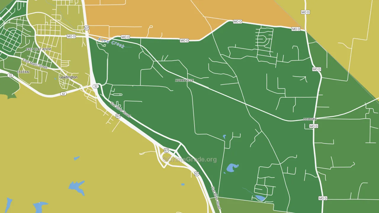 Hurryville, MO Map of Vehicle Theft Rates