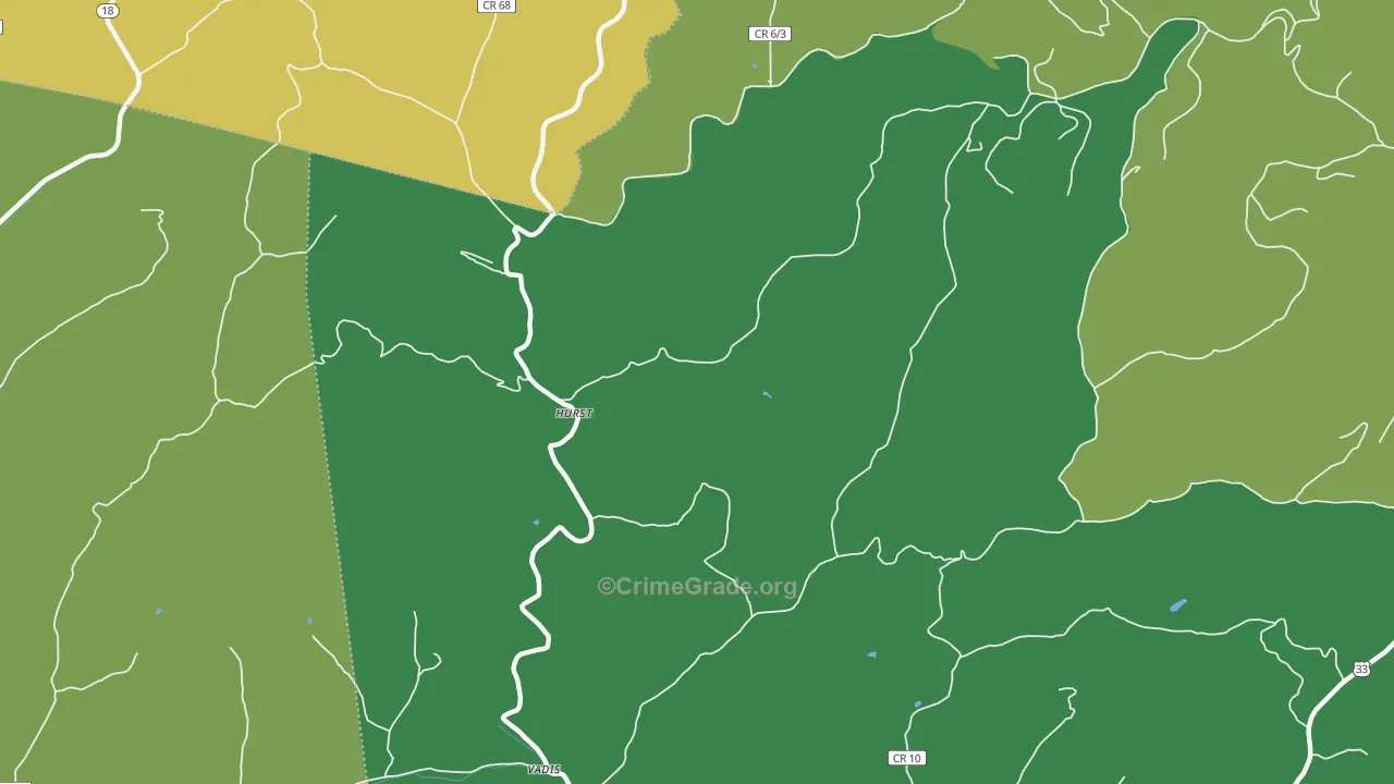 Hurst, WV Map of Vehicle Theft Rates