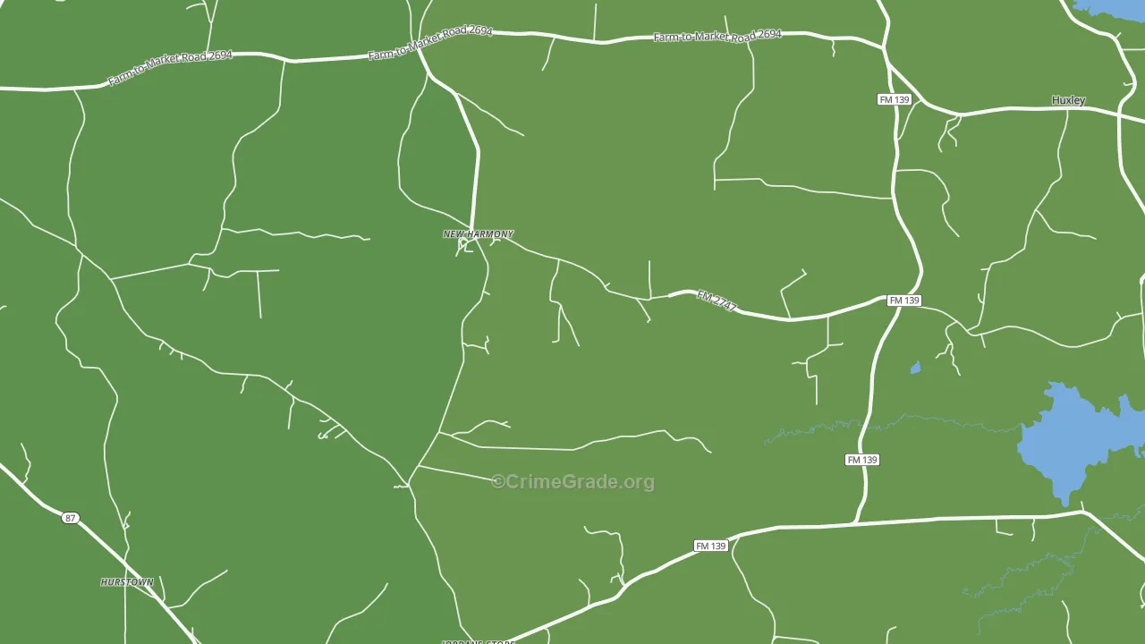 Hurstown, TX Map of Vehicle Theft Rates