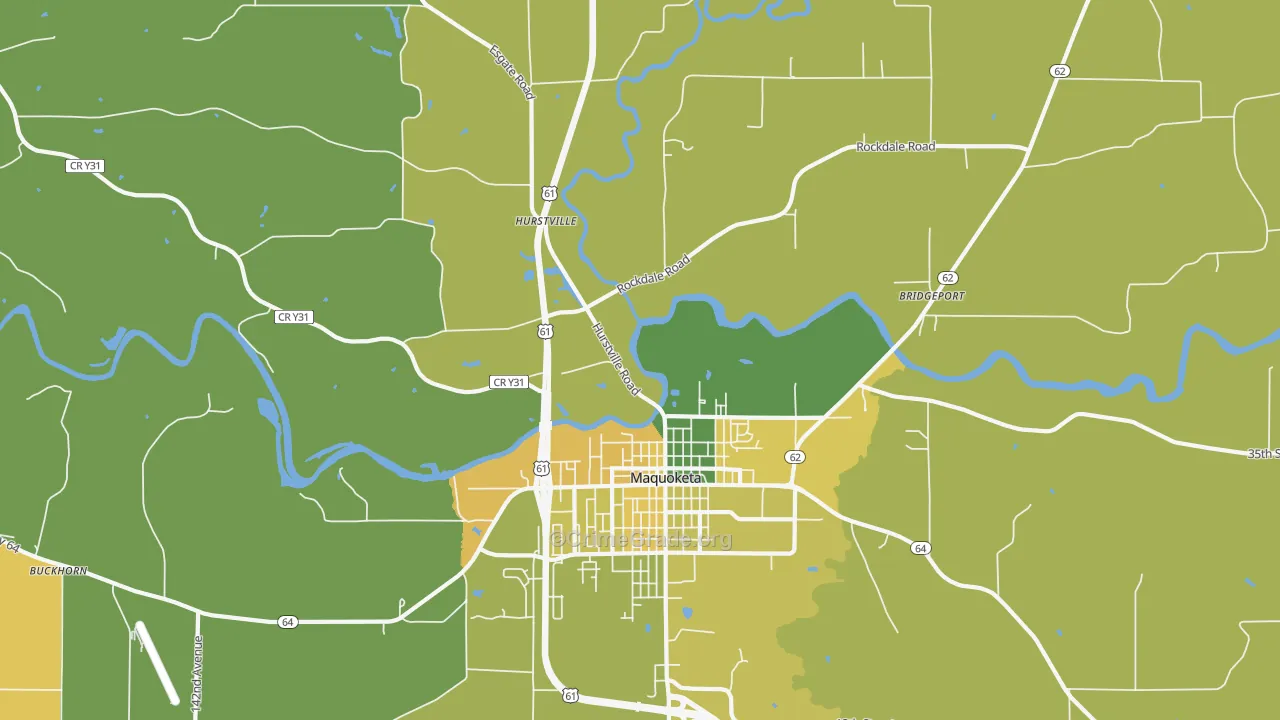 Hurstville, IA Map of Vehicle Theft Rates