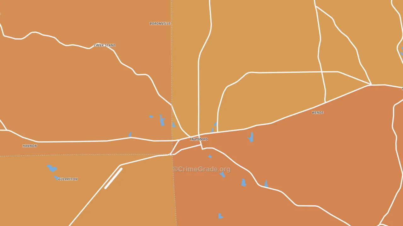 Hurtsboro, AL Map of Vehicle Theft Rates
