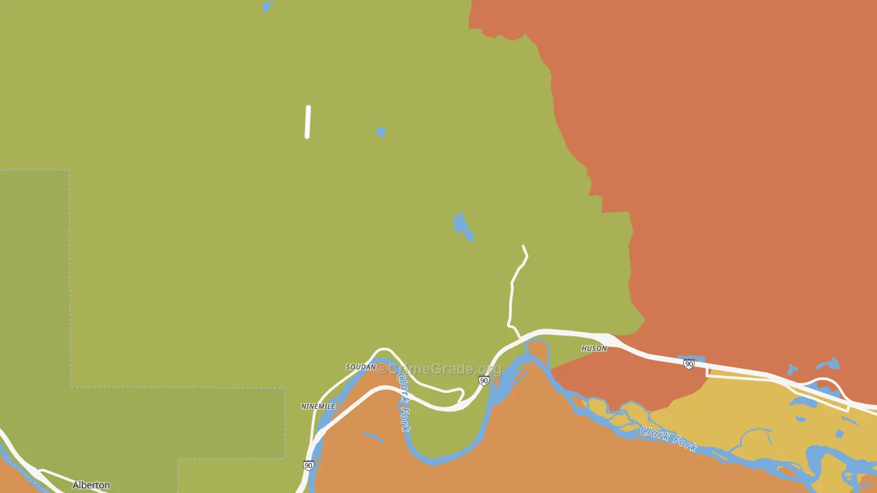 Huson, MT Map of Vehicle Theft Rates