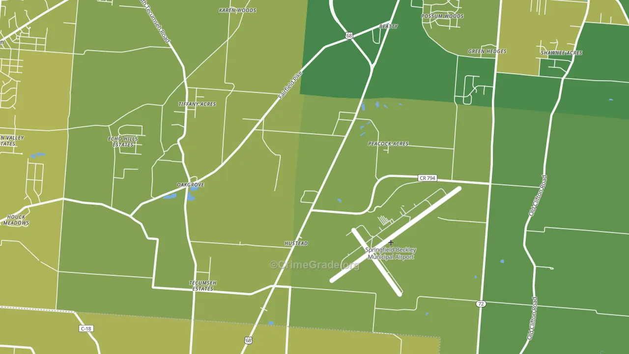 Hustead, OH Map of Vehicle Theft Rates