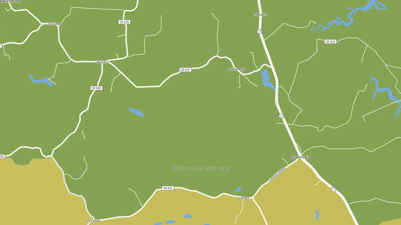Hustle, VA Map of Vehicle Theft Rates
