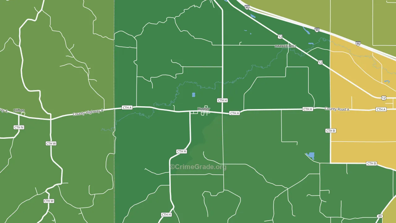 Hustler, WI Map of Vehicle Theft Rates