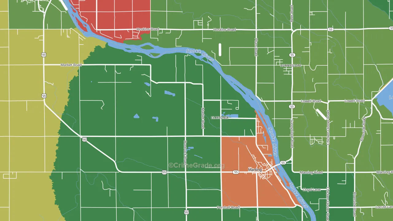 Huston, ID Map of Vehicle Theft Rates