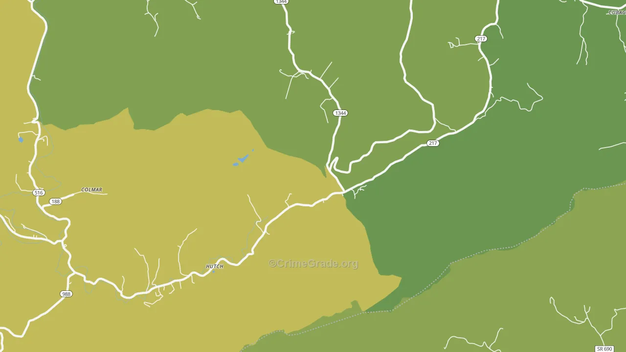 Hutch, KY Map of Vehicle Theft Rates