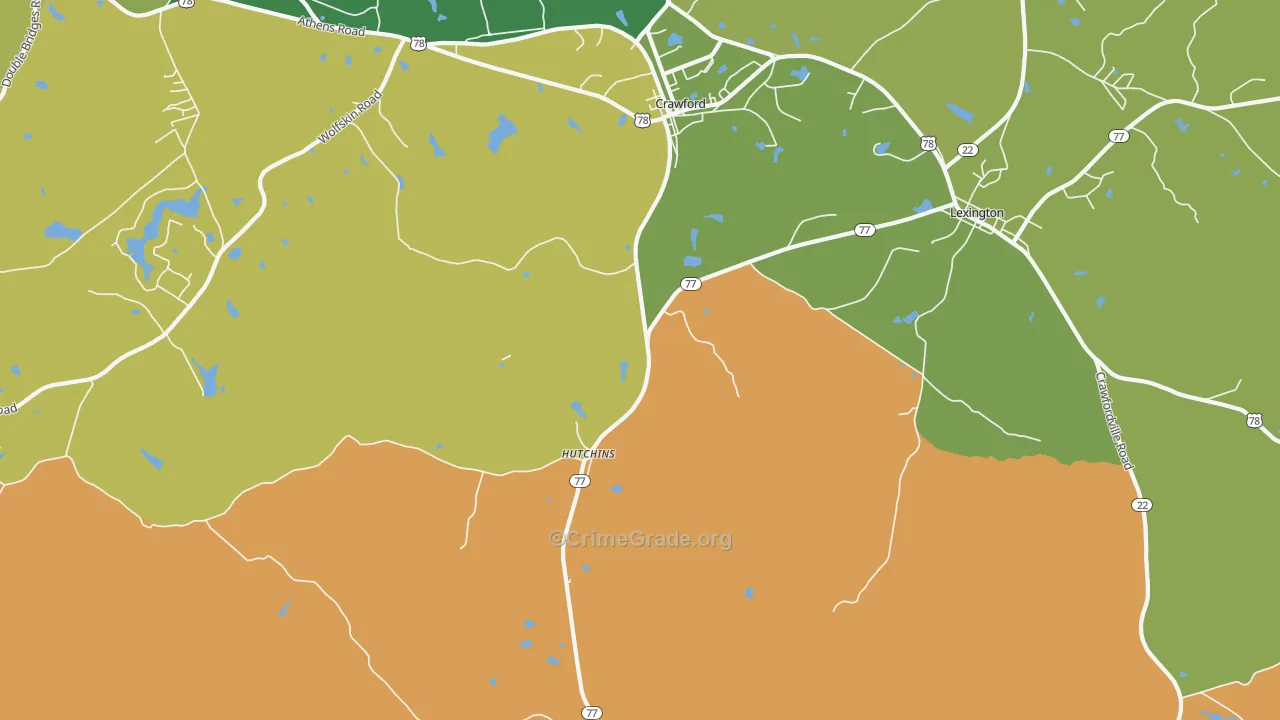 Hutchins, GA Map of Vehicle Theft Rates