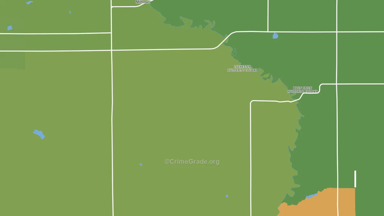 Hutchinson County, SD Map of Vehicle Theft Rates