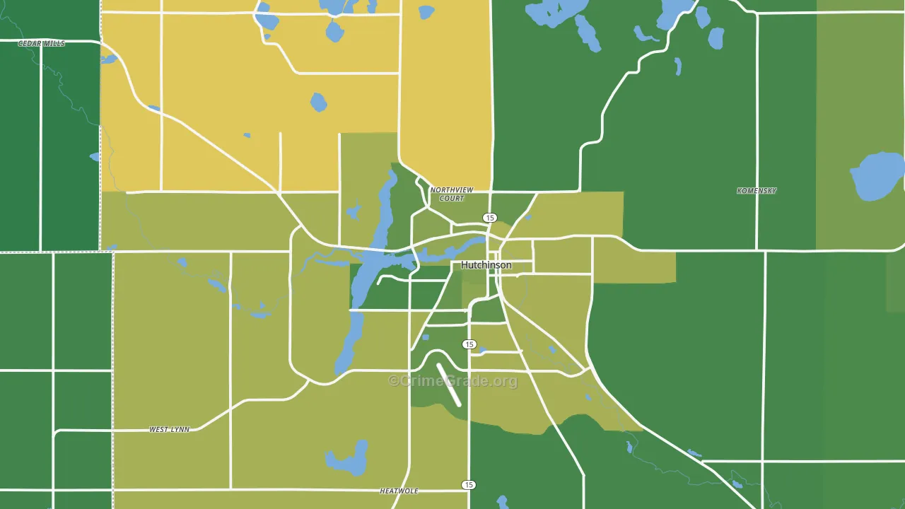 Hutchinson, MN Map of Vehicle Theft Rates