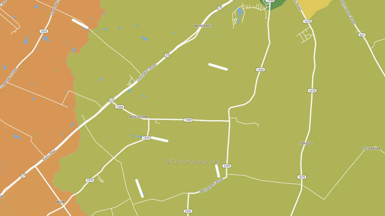 Hutchison, KY Map of Vehicle Theft Rates