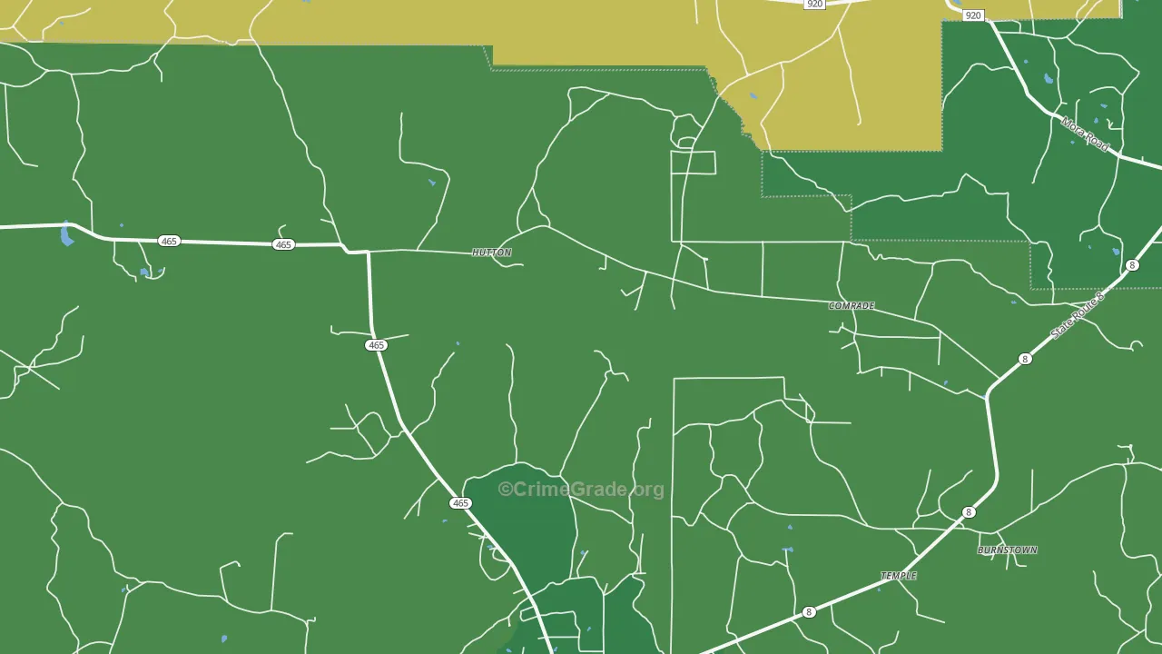 Hutton, LA Map of Vehicle Theft Rates