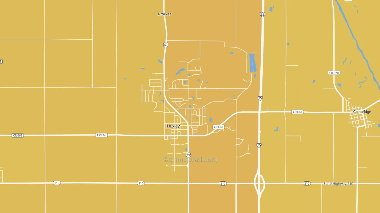 Huxley, IA Map of Vehicle Theft Rates