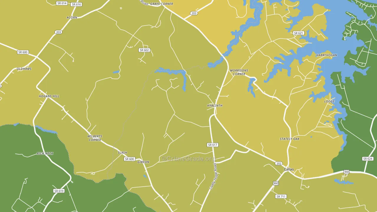 Hyacinth, VA Map of Vehicle Theft Rates