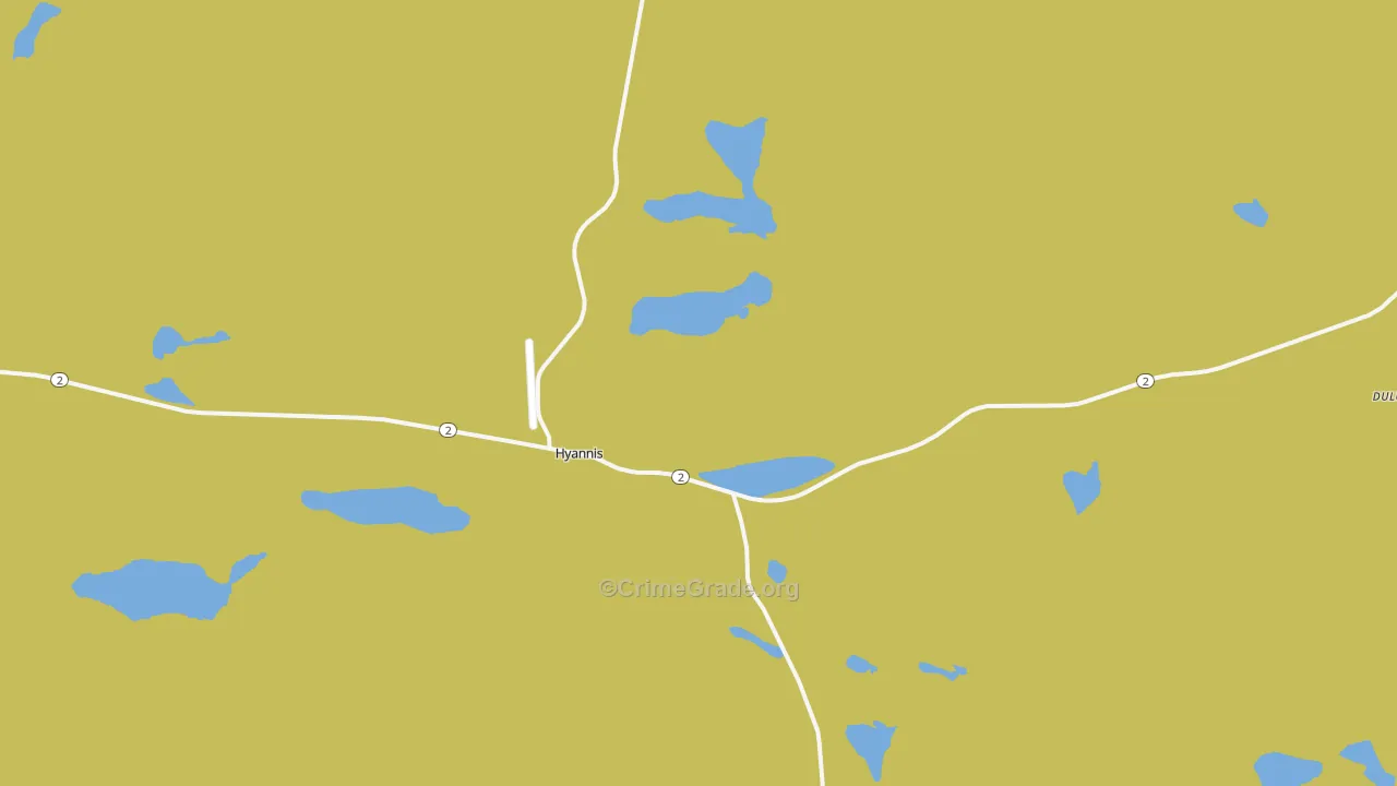 Hyannis, NE Map of Vehicle Theft Rates