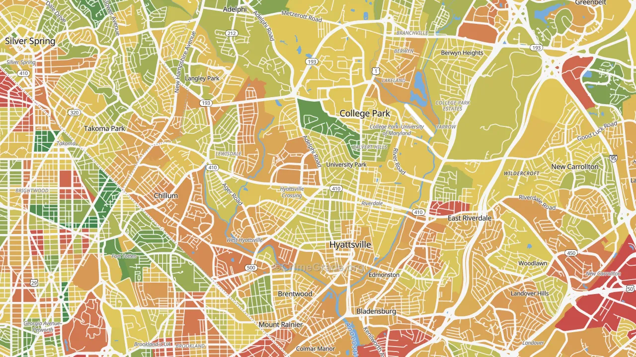 Hyattsville, MD Map of Vehicle Theft Rates