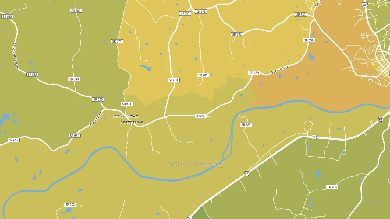 Hyco, VA Map of Vehicle Theft Rates