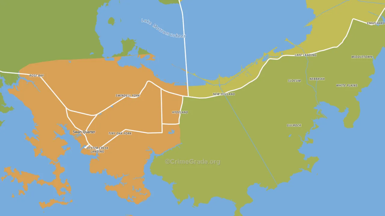 Hyde County, NC Map of Vehicle Theft Rates