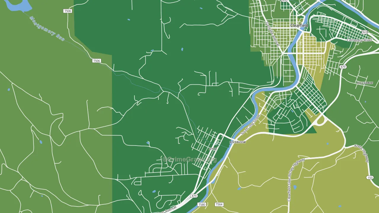 Hyde, PA Map of Vehicle Theft Rates