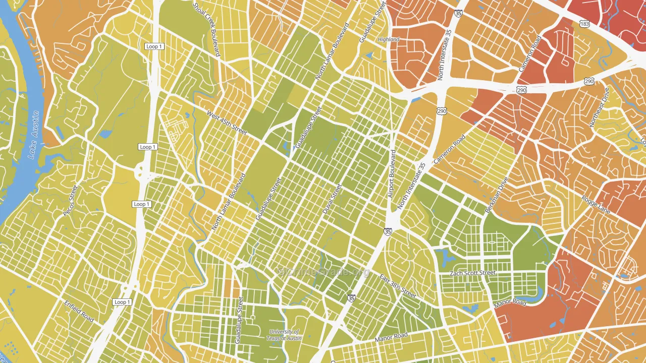 Hyde Park, Austin, TX Map of Vehicle Theft Rates