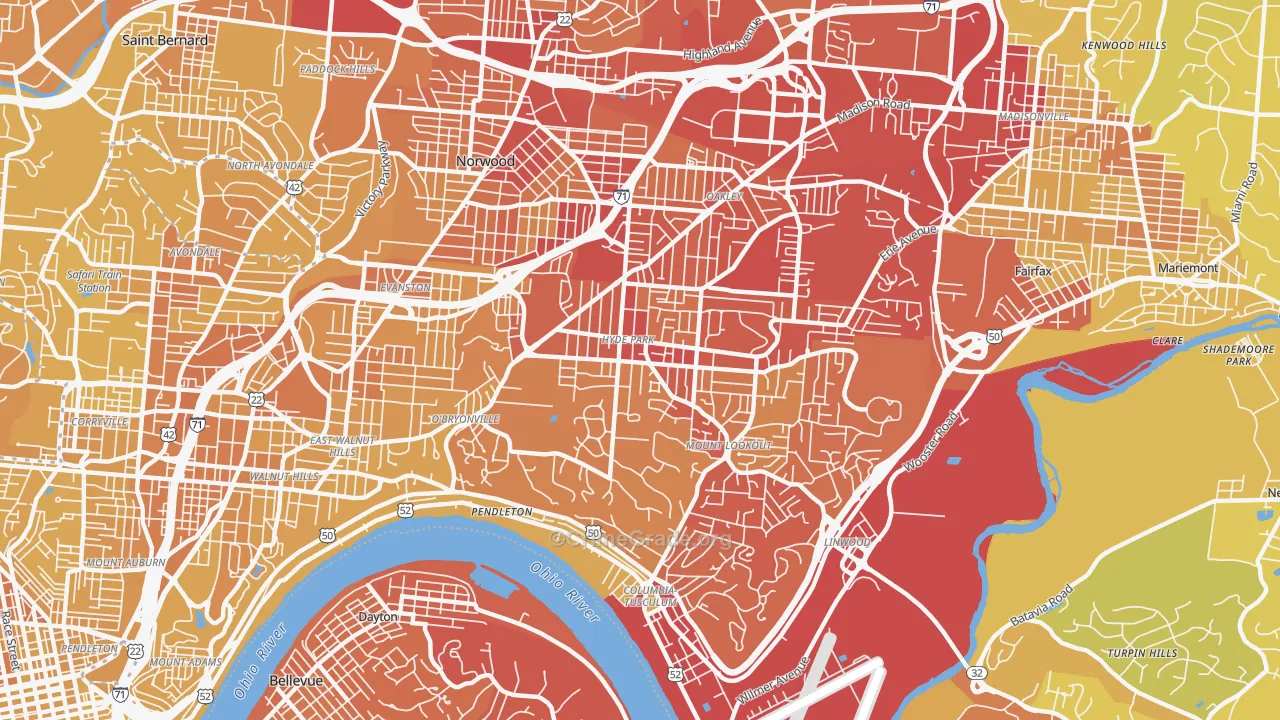 Hyde Park, Cincinnati, OH Map of Vehicle Theft Rates