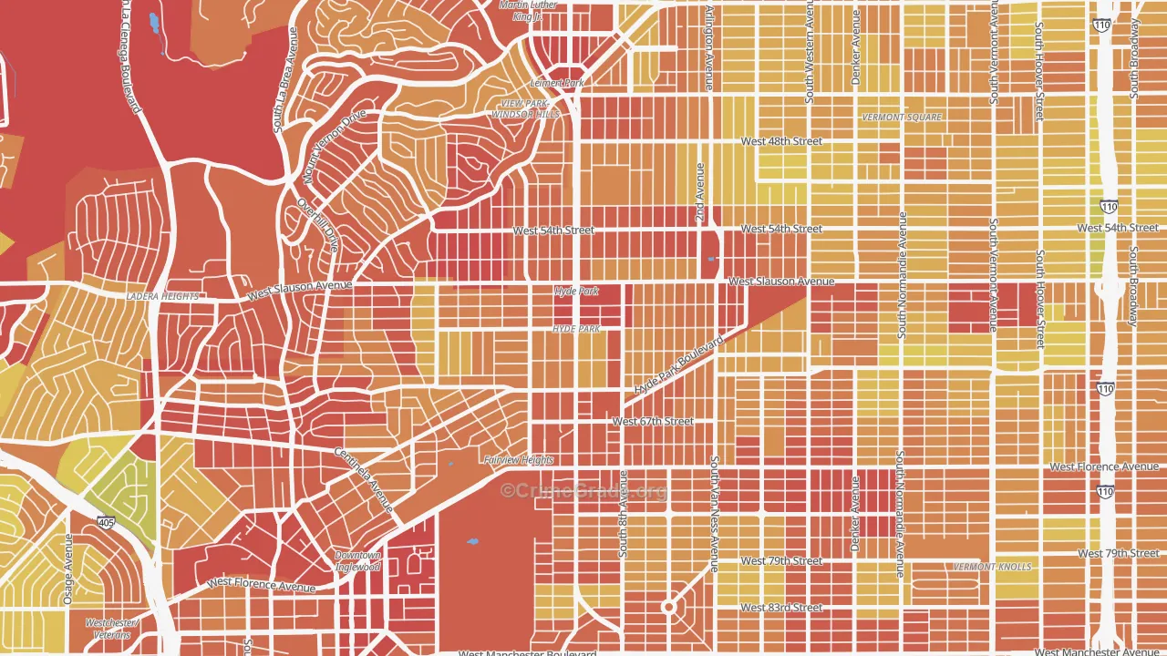Hyde Park, Los Angeles, CA Map of Vehicle Theft Rates